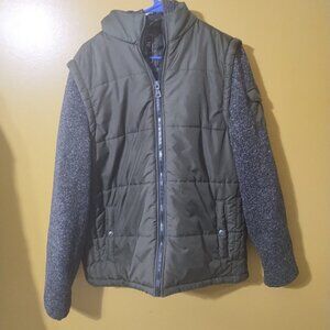 Ladies Hard Edge Hooded Puffer Coat Size L